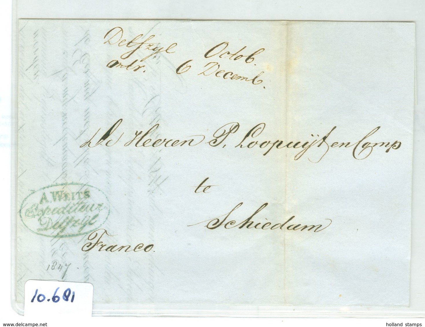 HANDGESCHREEN BRIEF Uit 1847 Gelopen Van DELFZIJL Naar SCHIEDAM (10.681) - ...-1852 Prephilately