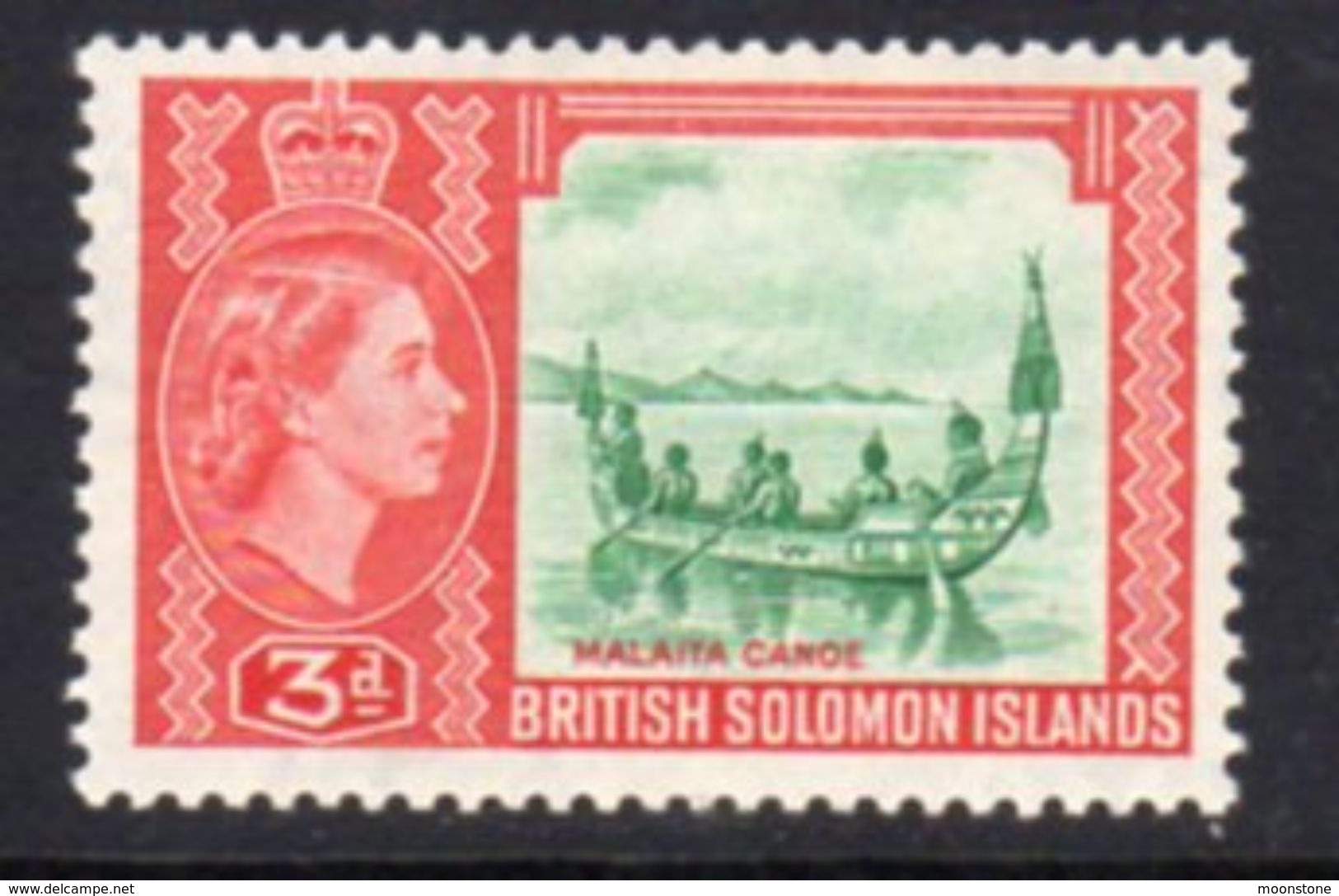 Solomon Islands 1956-63 3d Malaita Canoe Definitive, Hinged Mint, SG 87 (B) - Islas Salomón (...-1978)