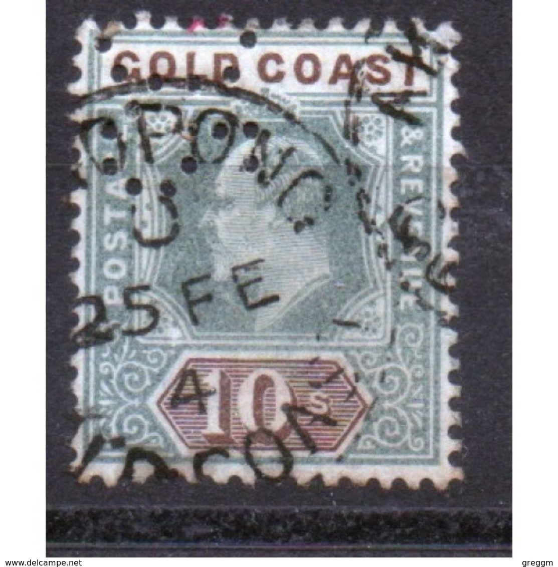 Gold Coast King Edward VII  Ten Shilling Stamp.  This Stamp Was First Issued In 1902 And Is In Fine Used  Condition. - Gold Coast (...-1957)