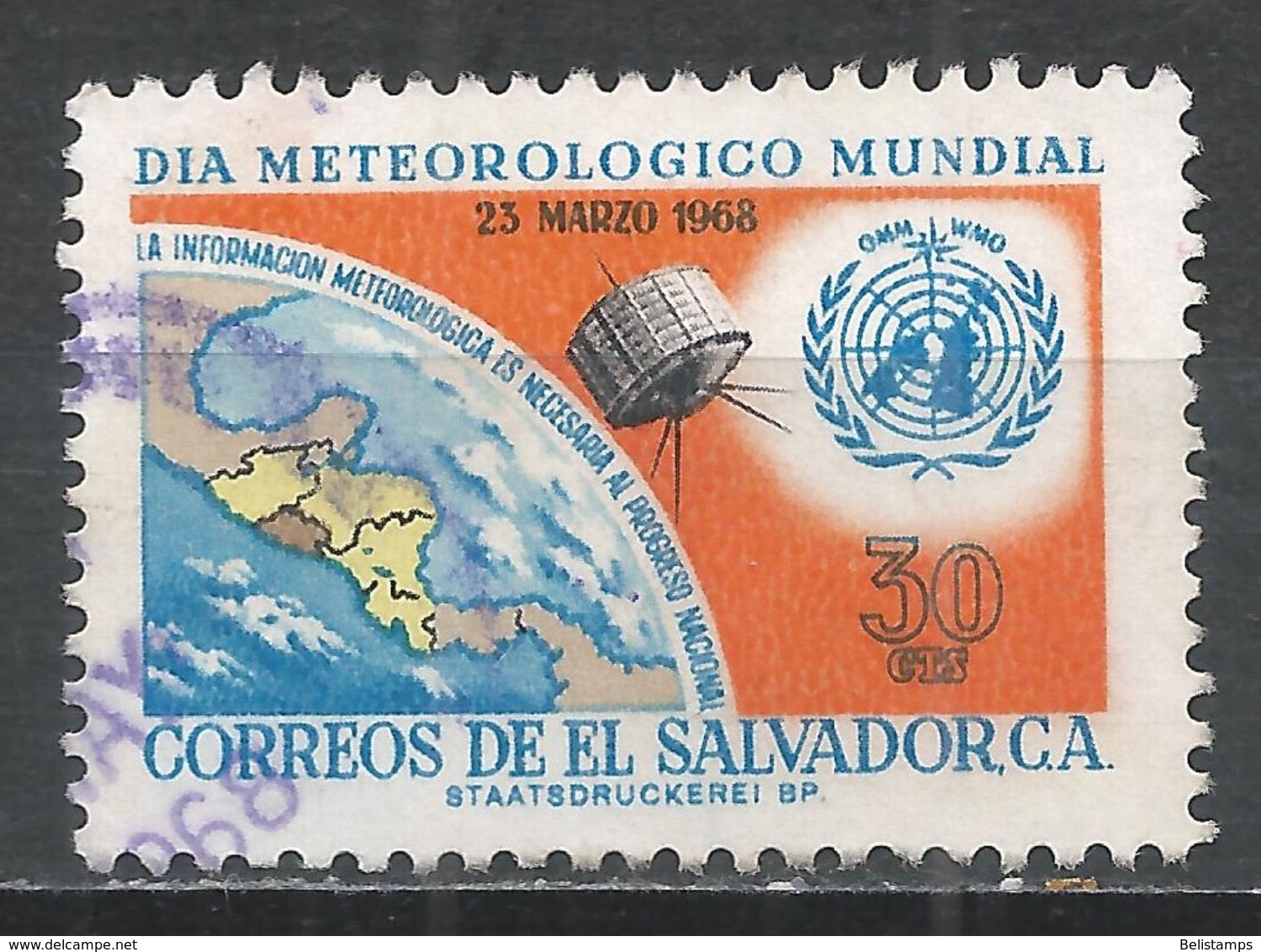 Salvador, El 1968. Scott #782 (U) World Meteorological Day * - Salvador