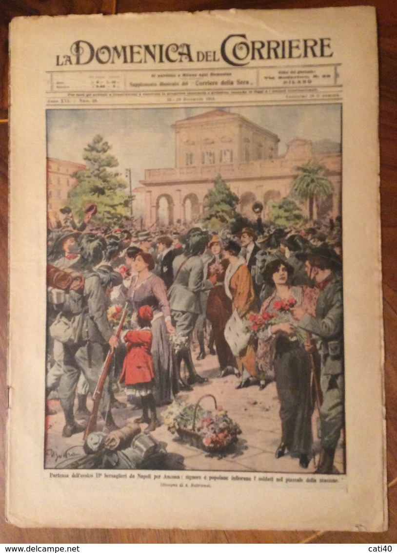 LA DOMENICA DEL CORRIERE DEL 13-20/12/1914  COMPLETA DI INTERNO  COPERTINA VERDE E TUTTE LE PUBBLICITA' D'EPOCA - Oorlog 1939-45