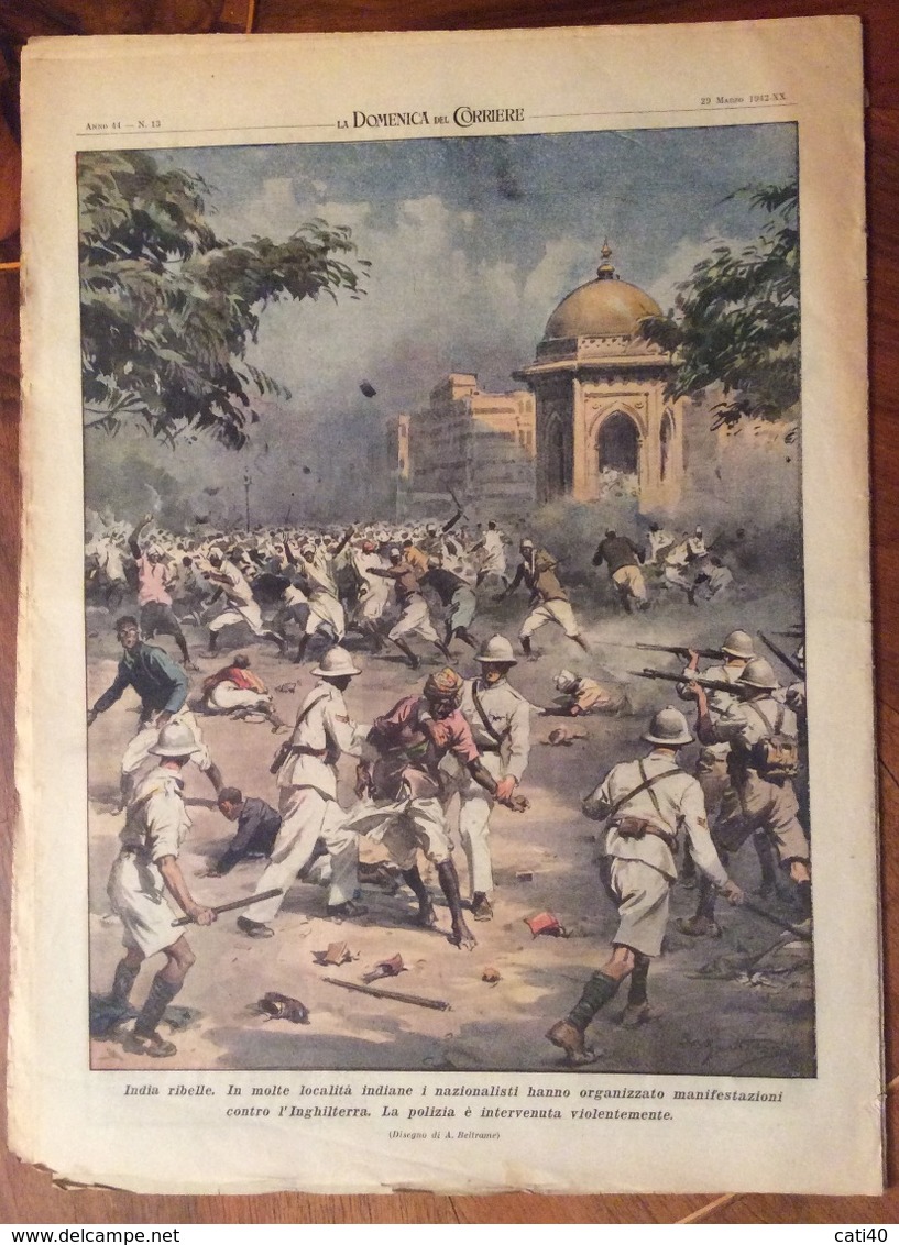 LA DOMENICA DEL CORRIERE DEL 29/3/1942  COMPLETA DI INTERNO  COPERTINA VERDE E TUTTE LE PUBBLICITA' D'EPOCA - Oorlog 1939-45