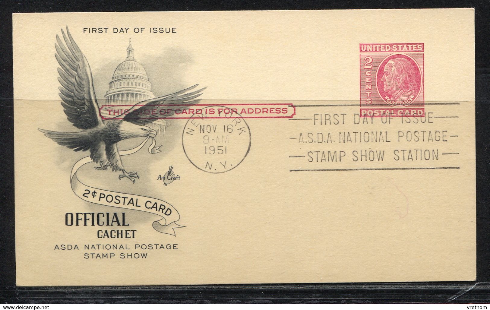 USA, 1951  ,  Postcard, FDC, - Storia Postale