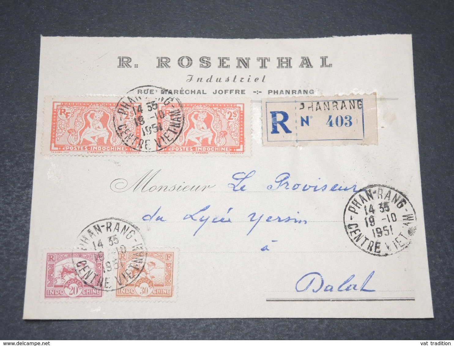 INDOCHINE - Enveloppe Commerciale En Recommandé De Phan - Rang Pour Dalat En 1951 - L 15626 - Lettres & Documents