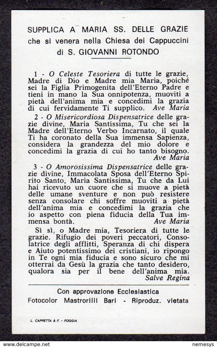 ITALY SANTINO MADONNA DELLE GRAZIE S. Giovanni Rotondo SEE 2 Scans - Religione & Esoterismo