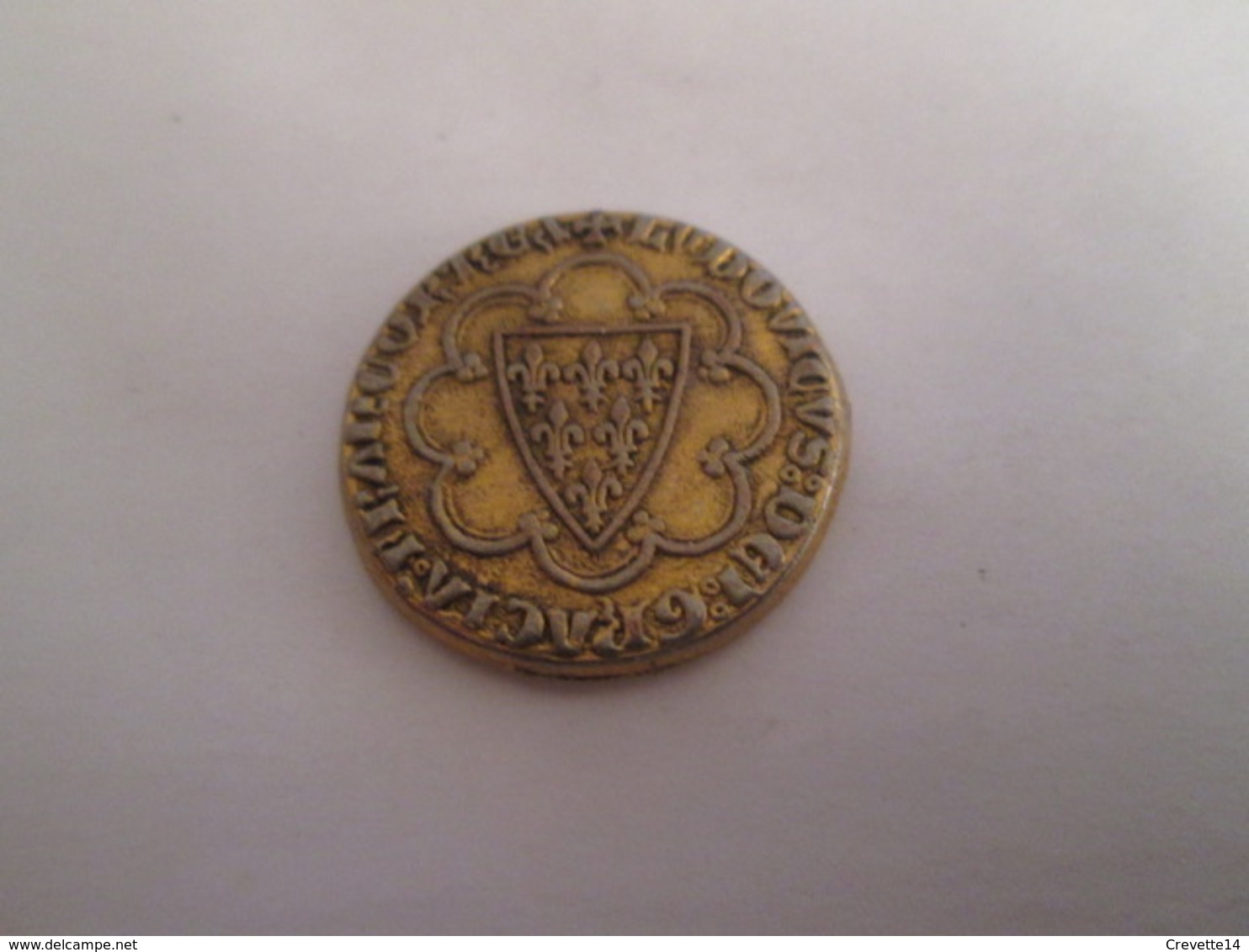 BP PIECE PUBLICITAIRE FIN 60's COPIES DE MONNAIES TRESOR DES ROIS DE FRANCE N°7 SAINT LOUIS ECU D'OR 1266 - Monedas Falsas