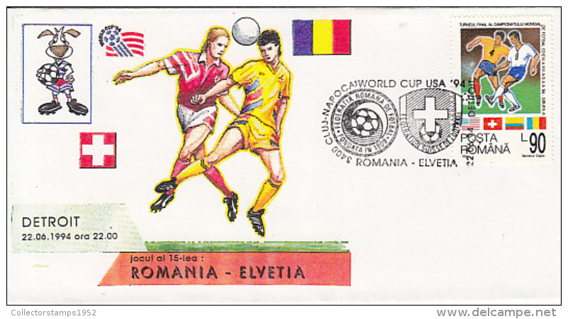 70458- USA'94 SOCCER WORLD CUP, ROMANIA-SWITZERLAND GAME, SPECIAL COVER, 1994, ROMANIA - 1994 – USA