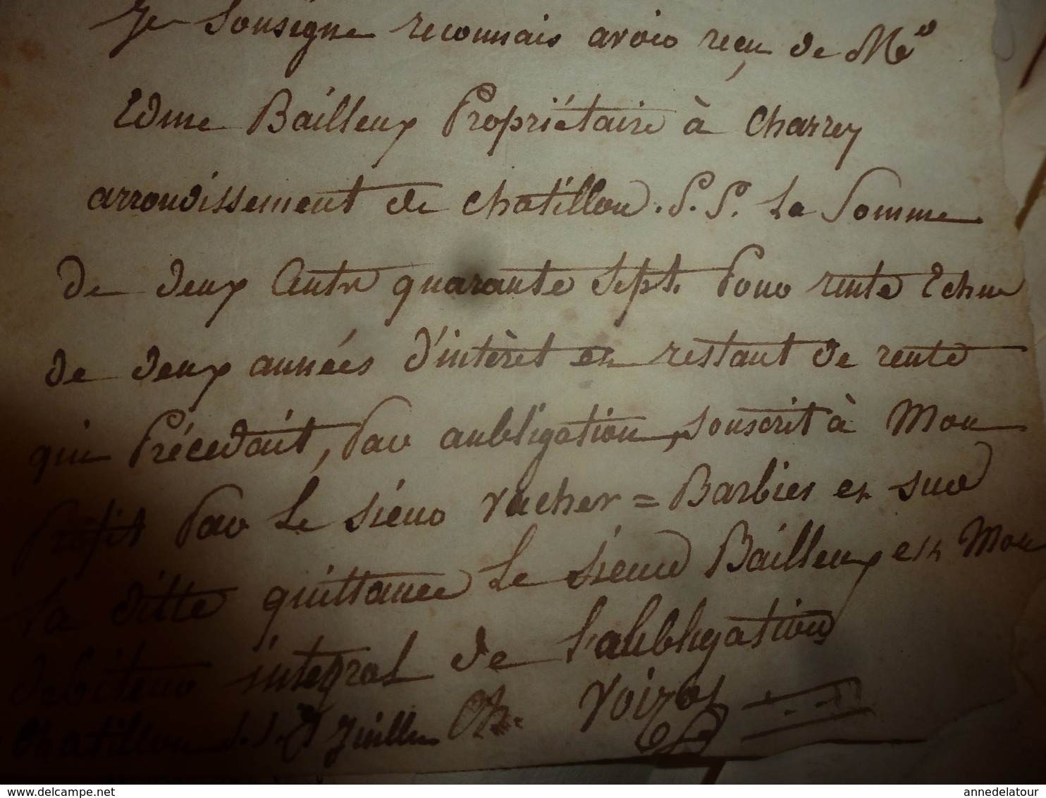 1840 Liasse de manuscrits -> Actes concernant Nicolas Vacher bourrelier à Charrey (21) et Bailleux Aubergiste à Charrey