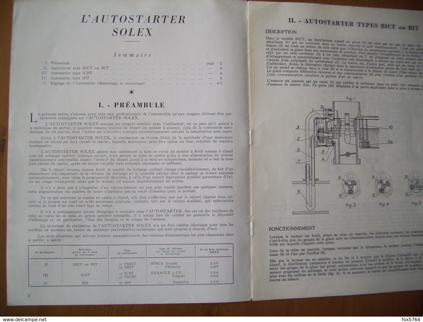 GUIDE TECHNIQUE / AUTOSTARTER SOLEX / ORIGINAL / EDITION 1960 - Motos