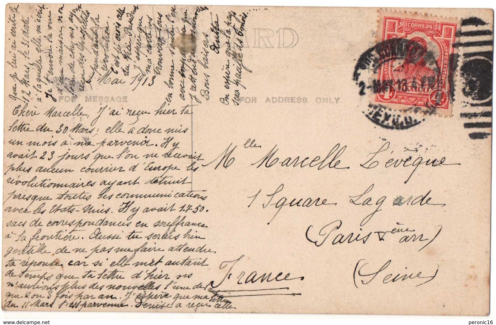 Rare Carte,  Mexique : Colonia Juarés N°28,  1913 - Mexico