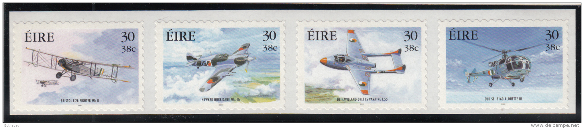 Ireland 2000 MNH Scott #1270-#1273 Strip Of 4 30p/38c Military Aircraft - Nuovi