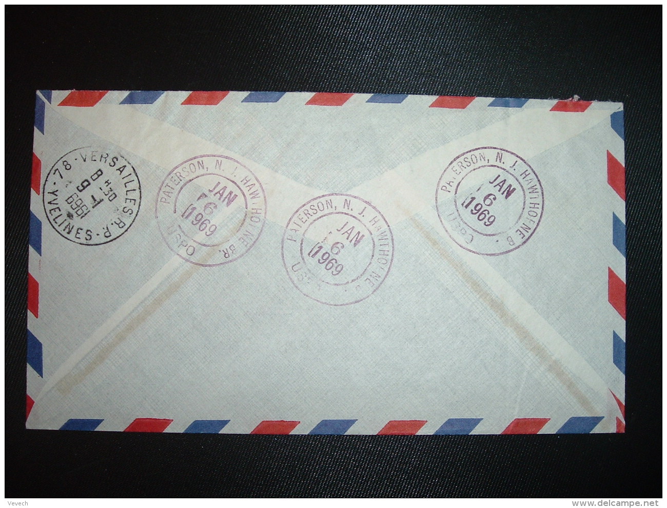 LR TP AIRLIFT FOR OUR SERVICEMER S 1 OBL. + OBL.JAN 6 1969 PATERSON + Griffe REGISTERED RETURN RECEPT REQUESTED (biffée) - Lettres & Documents