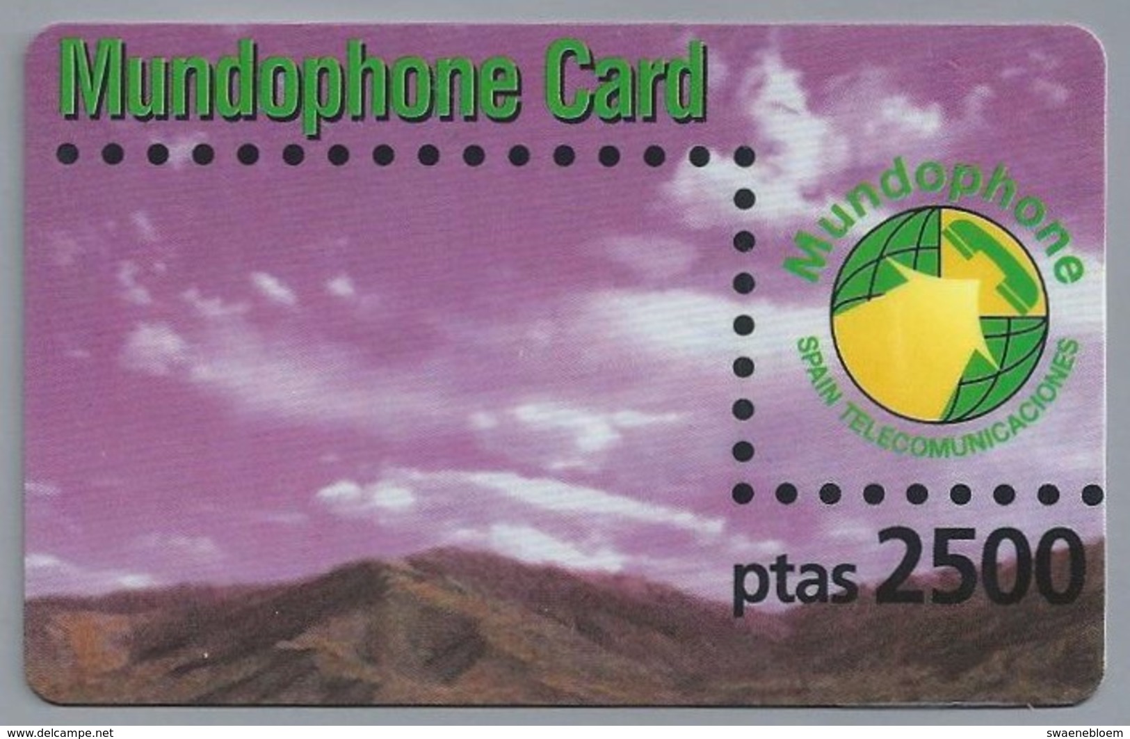 ES.- INTERNATIONAL PHONECARD. MUNDOPHONE CARD. SPAIN TELECOMUNICACIONES - Ptas 2500. - Andere & Zonder Classificatie