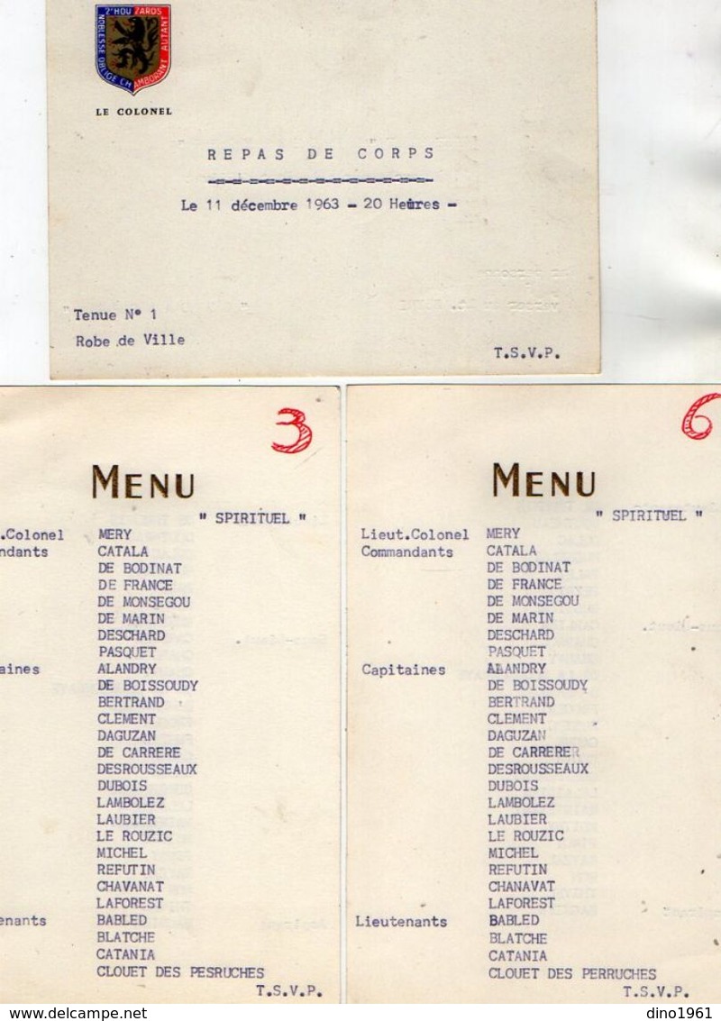 VP11.908 - MILITARIA - Menu - Restaurant ¨ LE BEAUVOIRS ¨ à OLIVET - Documenti