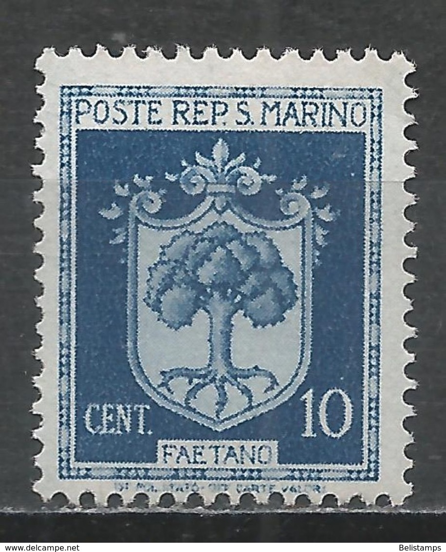 San Marino 1945. Scott #242 (M) Coat Of Arms Of Faetano - Neufs