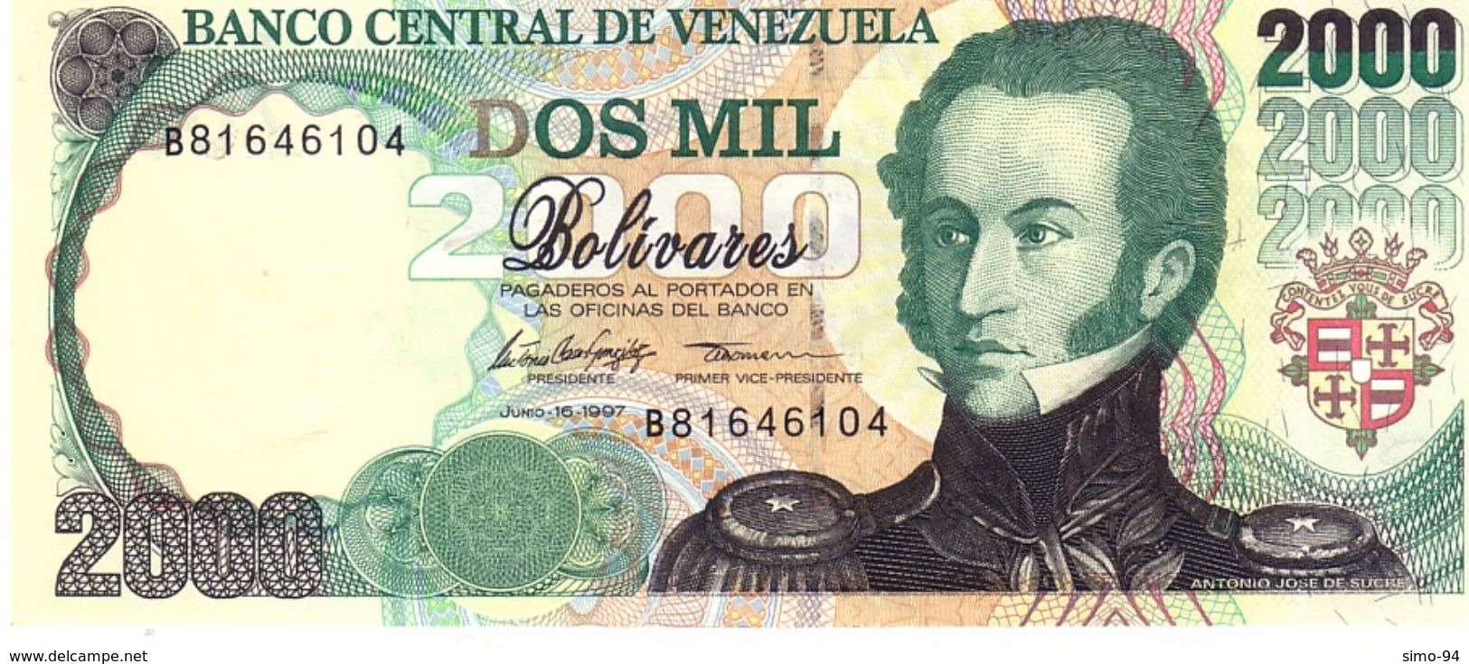 Venezuela P.77a 2000 Bolivares 1997 Unc - Venezuela