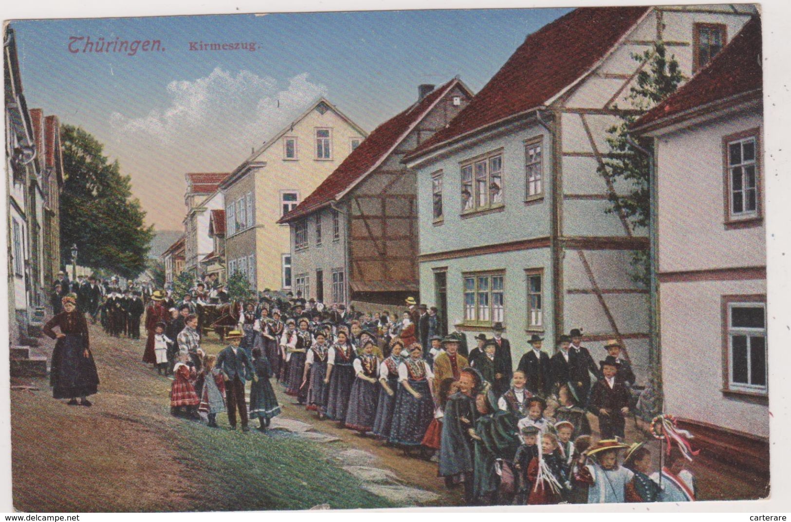 ALLEMAGNE,DEUTSCHLAND,GERMANY,THURINGEN EN 1916,KIRMESZUG,CARNAVAL,FETE DE VILLAGE,FOULE - Autres & Non Classés