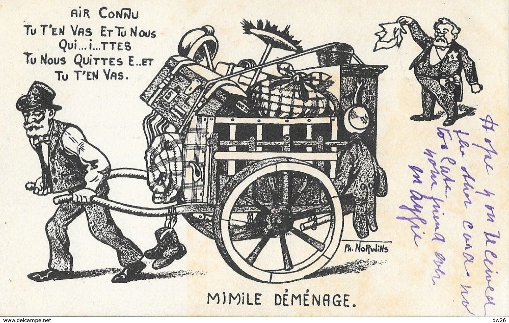 Illustration Ph. Norwins, Satire Politique: Mimile Déménage - Déménagement D'Emile Loubet De L'Elysée - Sátiras