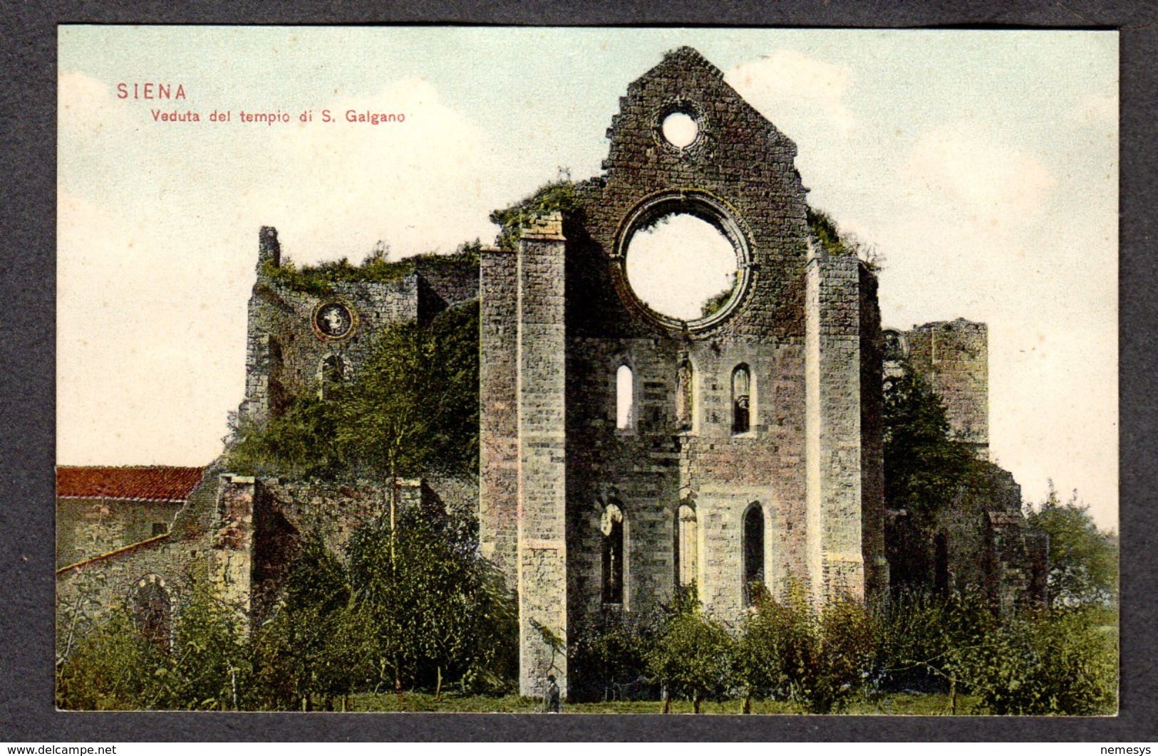 SIENA Veduta Del Tempio Di S. Galgano FP NV SEE 2 SCANS Ed.: Dr. Trenkler Lipsia - Siena