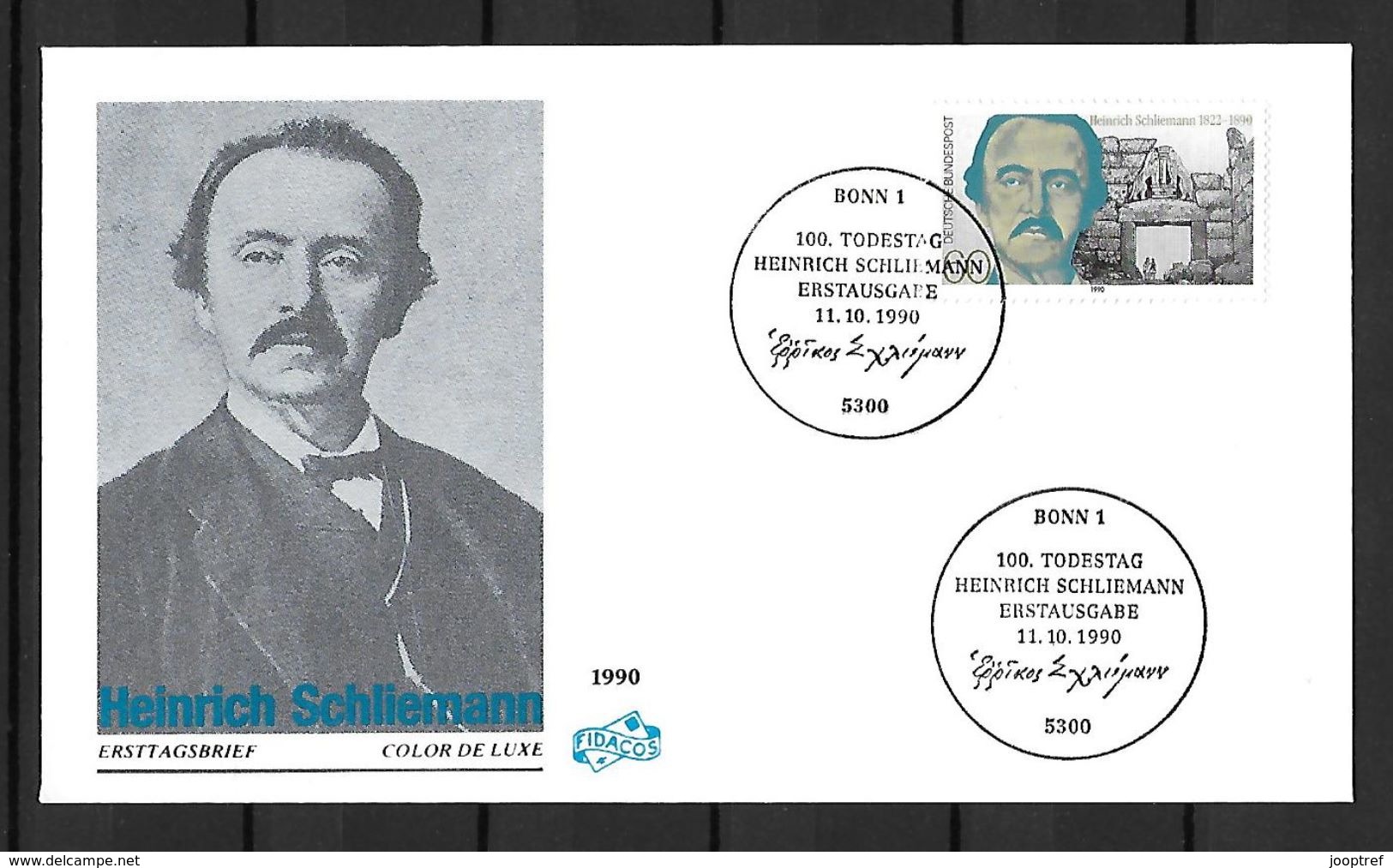 1990 Joint / Gemeinschaftsausgabe, Germany West And East And Greece, FDC WEST GERMANY: Heinrich Schliemann - Gezamelijke Uitgaven