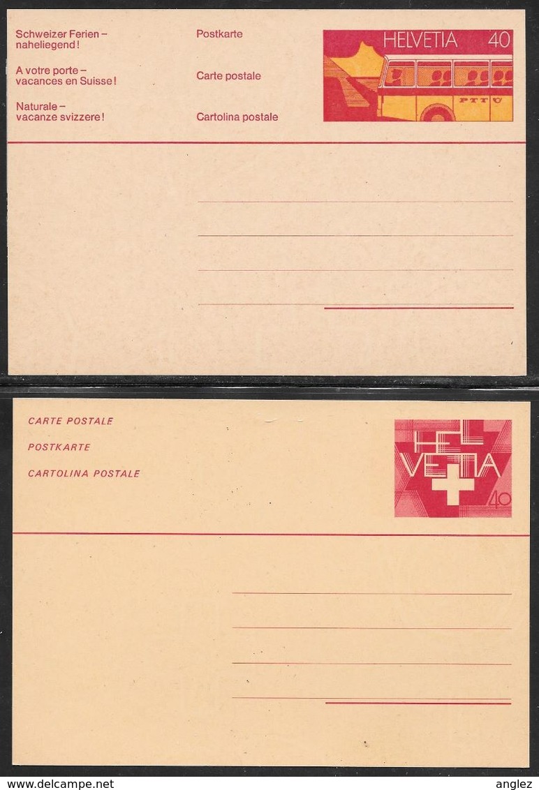 Switzerland - Two Unused 1970's 40c Postal Stationery Cards - Ganzsachen