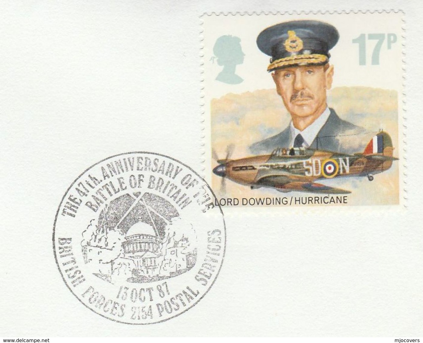 1987 BATTLE OF BRITAIN  47th ANNIV  EVENT COVER  British Forces St Pauls Cathedral WWII GB Stamps Aviation - WO2