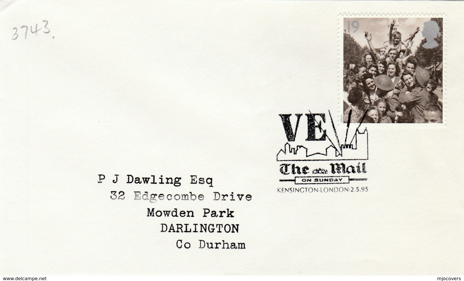 1995 The MAIL ON SUNDAY Newspaper VE DAY EVENT COVER Pmk  GB FDC Stamps Wwii - WW2