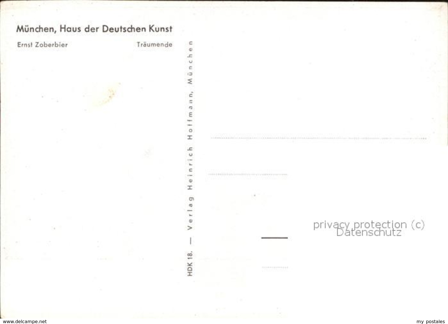 11518612 Kuenstlerkarte Ernst Zoberbier Traeumende Muenchen Haus Der Deutschen K - Other & Unclassified