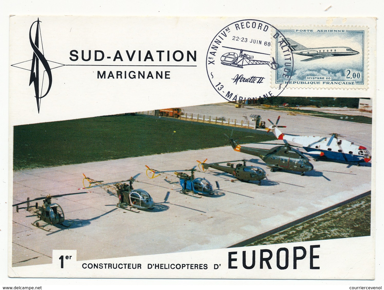 FRANCE - Carte Postale SUD AVIATION - Xeme Record D'Altitude Alouette II - 13 MARIGNANE - Altri & Non Classificati