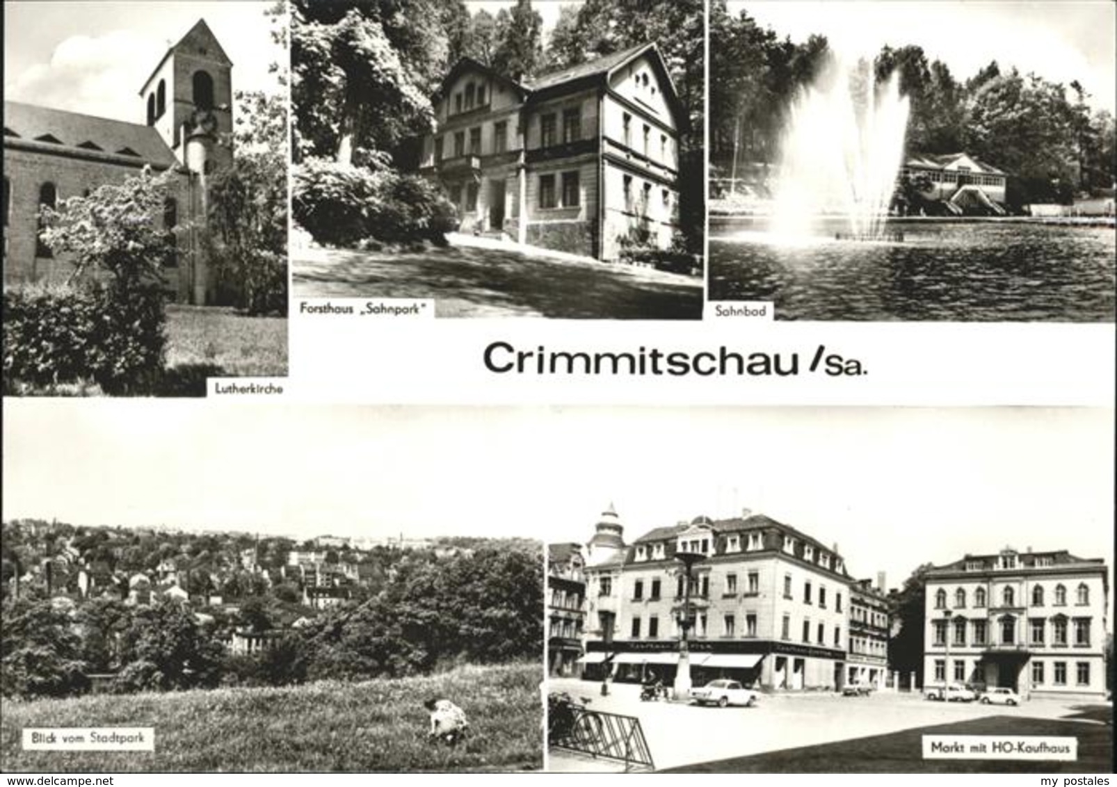 41238231 Crimmitschau Sahnpark Lutherkirche Autos Brunnen Sahnbad Crimmitschau - Crimmitschau