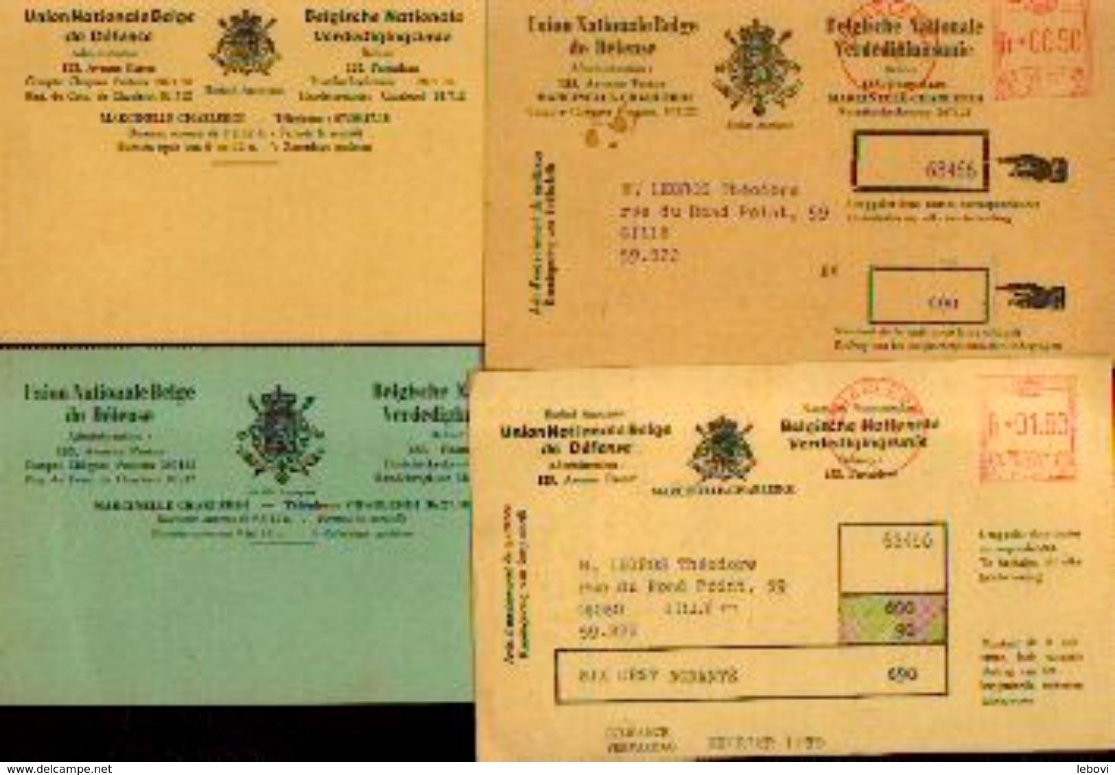 (MARCINELLE - Assurances) « Union Nationale Belge De Défense »- Lot De 4 Documents Différents - Bank & Insurance