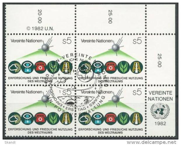 UNO WIEN 1982 Mi-Nr. 26 Viererblock O Used - Aus Abo - Oblitérés