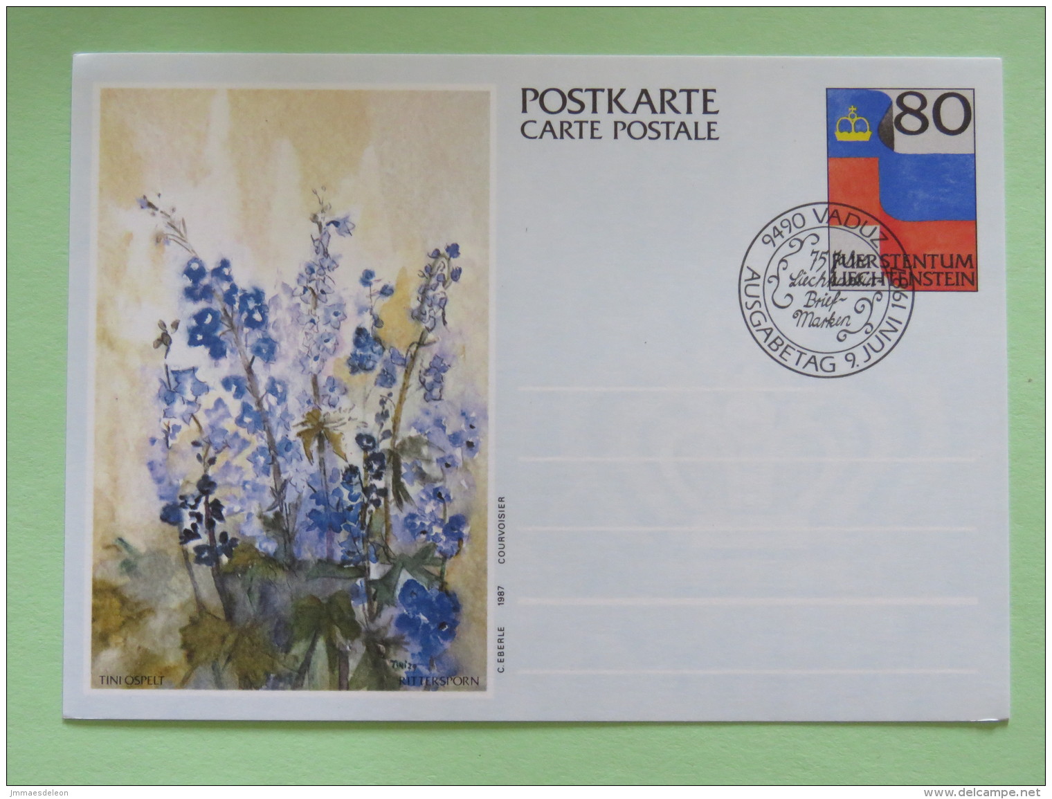 Liechtenstein 2016 Stationery Postcard ""flowers"" Vaduz - Cartas & Documentos