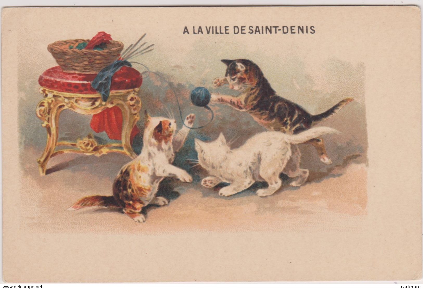 93,SEINE SAINT DENIS,1900,PARIS,RUE DE PARADIS,FOUBOURG SAINT DENIS,CHAT,CAT,JEU,JOUEUR,PELOTTE - Cats