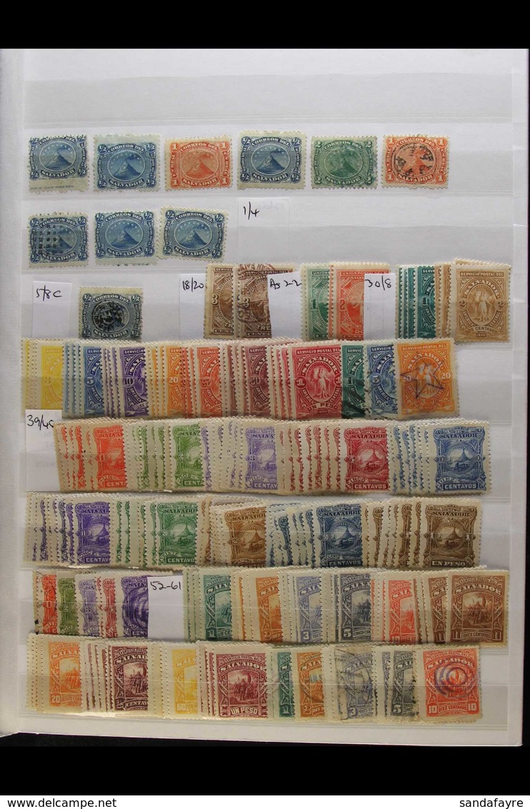 1867-1960's INTERESTING RANGES  On Stock Pages, Mint & Used Stamps With Light Duplication, Inc 1892 2p & 1896 1c Pairs V - El Salvador