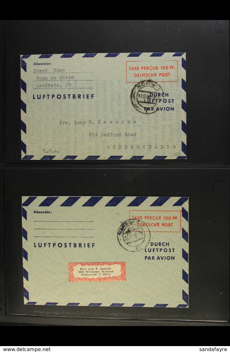 BIZONIA  AEROGRAMMES 1948-1949 Fine Used Collection Of "TAXE PERCUE" Types Presented On Stock Pages, Inc 1948 100pf 44½x - Altri & Non Classificati