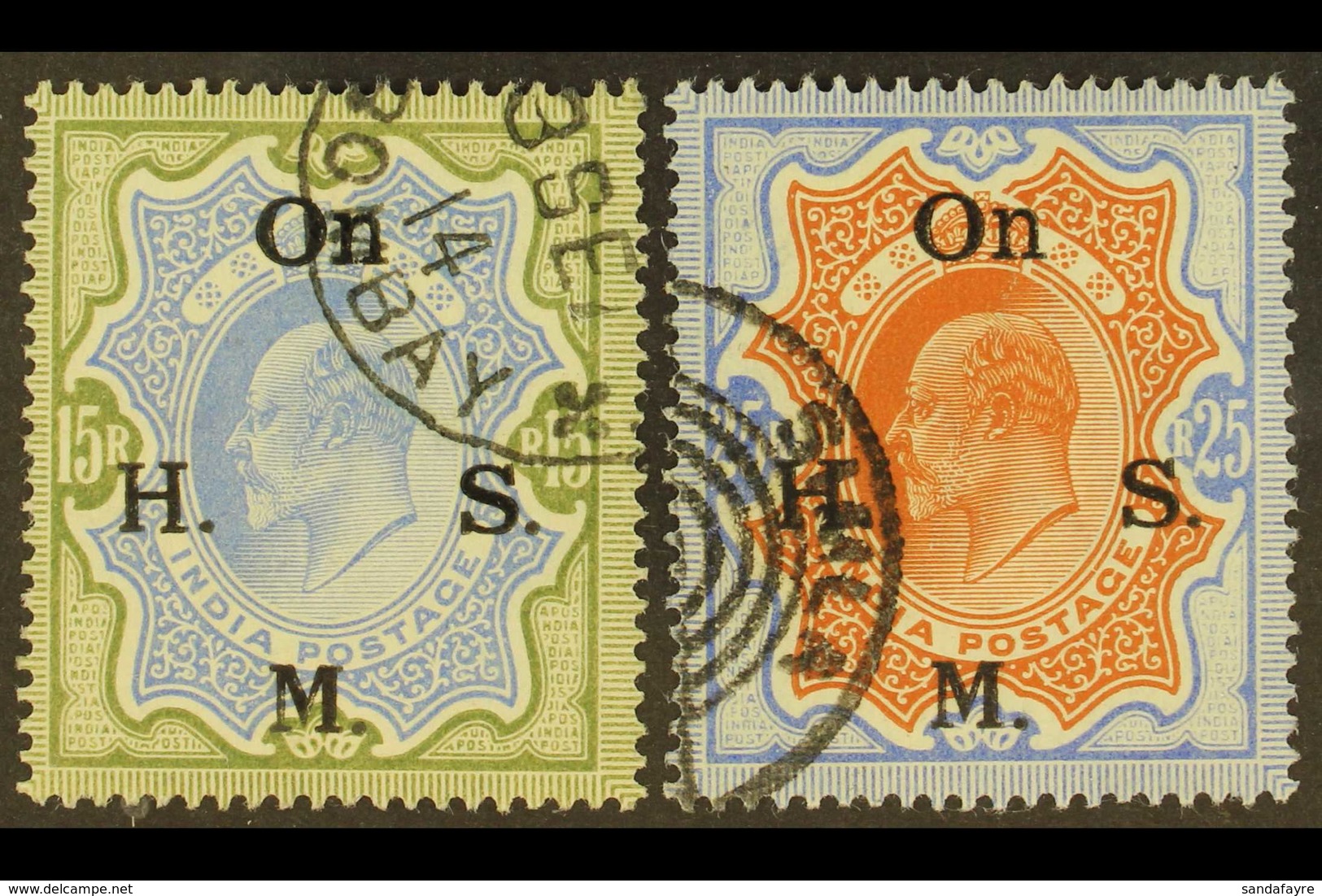 OFFICIAL  1909 KEVII 15R And 25R, SG O71/72, Very Fine Used. (2 Stamps) For More Images, Please Visit Http://www.sandafa - Altri & Non Classificati