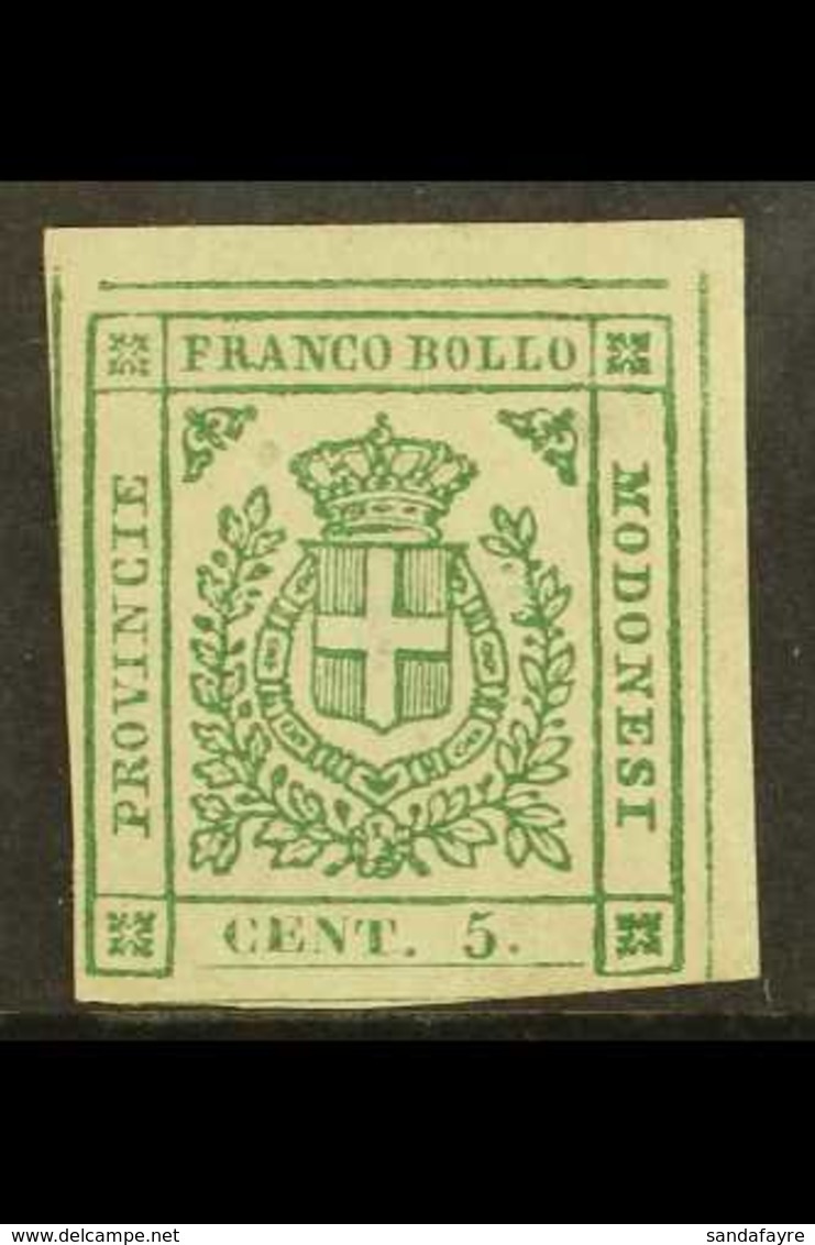 MODENA  1859 5c Green, Sass 12 Superb Mint With Huge Margins Showing Large Parts Of The Outer Frame Lines. Cat €2400 (£1 - Non Classificati