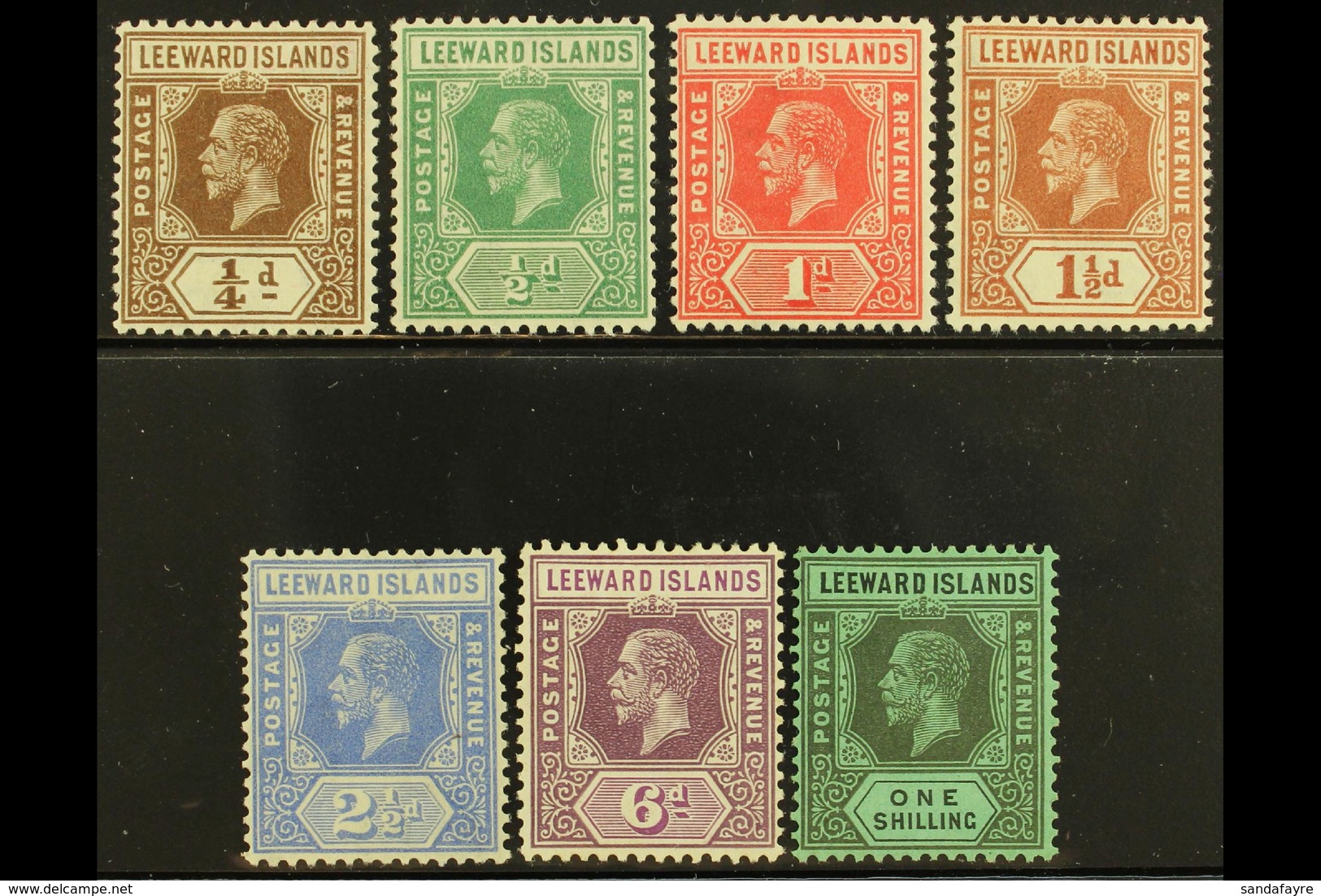 1921-32  Reversed To Die I Complete Set, SG 81/87, Very Fine Mint, Very Fresh. (7 Stamps) For More Images, Please Visit  - Leeward  Islands