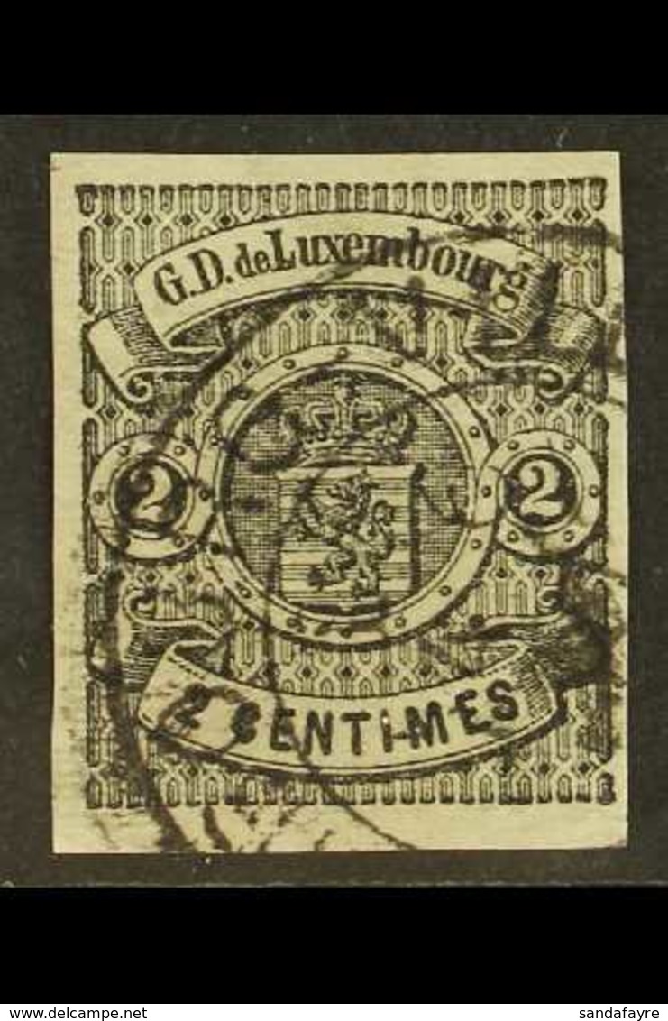 1859-63  2c Black Imperf SG 7, Michel 4, Very Fine Used, 4 Good To Large Margins, Fresh & Attractive! Cat Mi €700 (£525) - Other & Unclassified