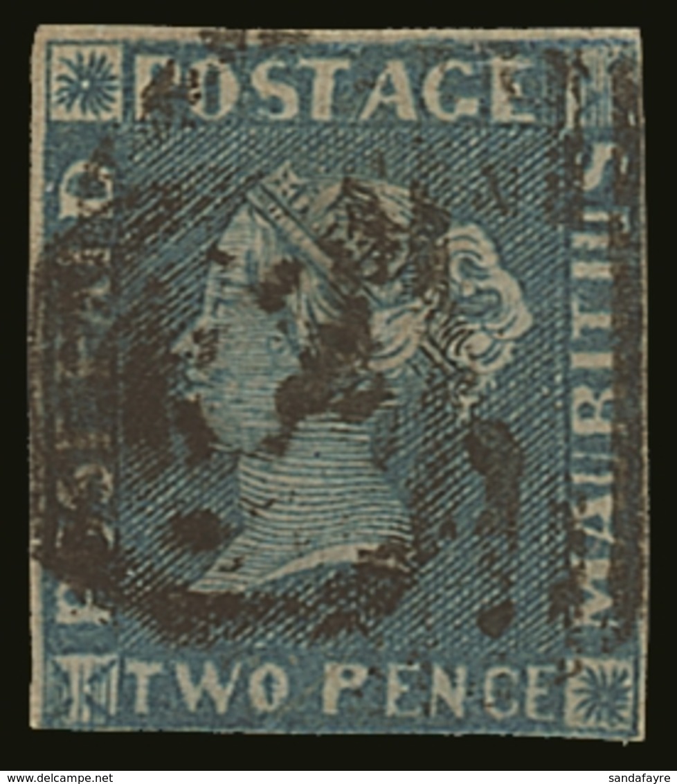 1848-59  2d Blue Early Impression (from Position 2), SG 8, Used With 3 Small Neat Margins, Good Colour & Impression. Cat - Mauritius (...-1967)