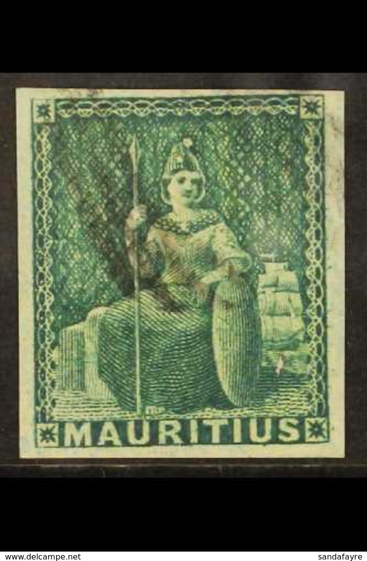 1858-62  4d Green Britannia, SG 27, Fine Used With Light Postmark, Four Mostly Large Margins, Very Fresh. For More Image - Mauritius (...-1967)