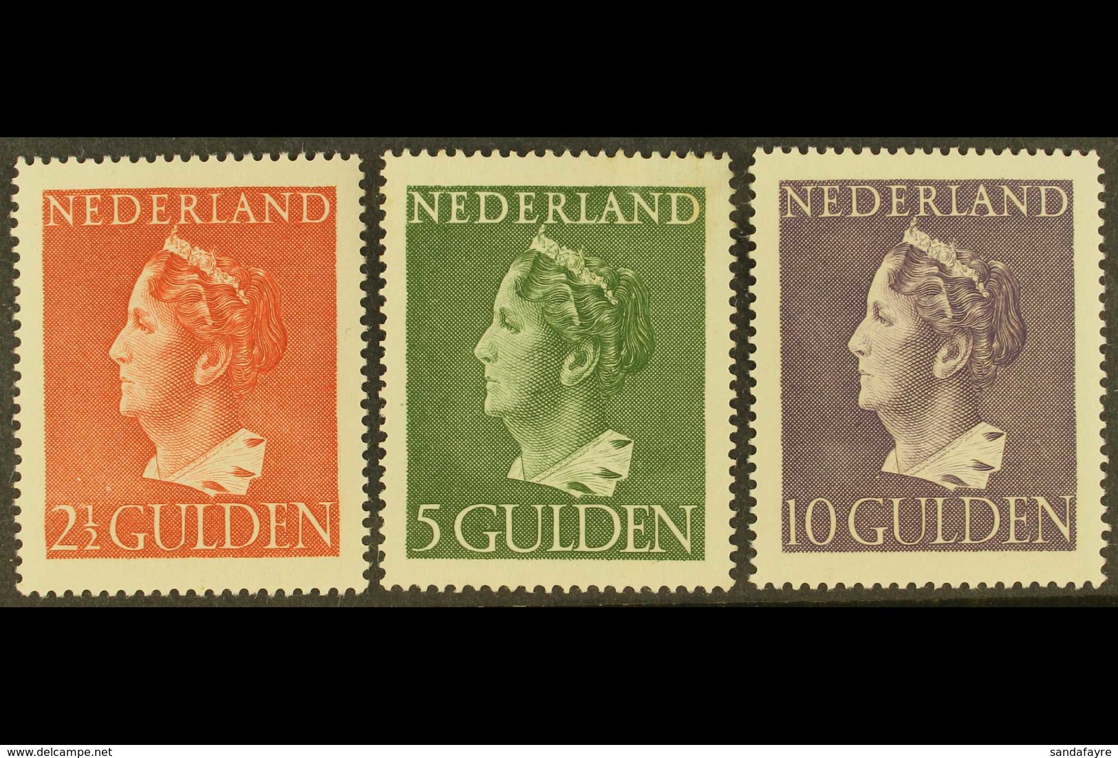 1946  Queen Wilhelmina 2½g, 5g And 10g (NVPH 347/49, SG 617/19), Very Fine Mint, Lightly Hinged. (3 Stamps) For More Ima - Sonstige & Ohne Zuordnung