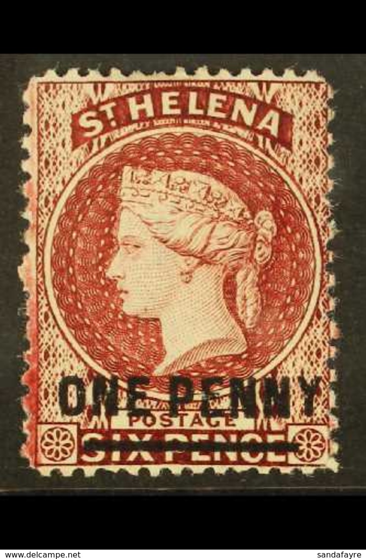 1864-80  1d Lake With Type B Surcharge, Perf 14 X 12½, SG 21, Very Fine Mint. For More Images, Please Visit Http://www.s - Isola Di Sant'Elena