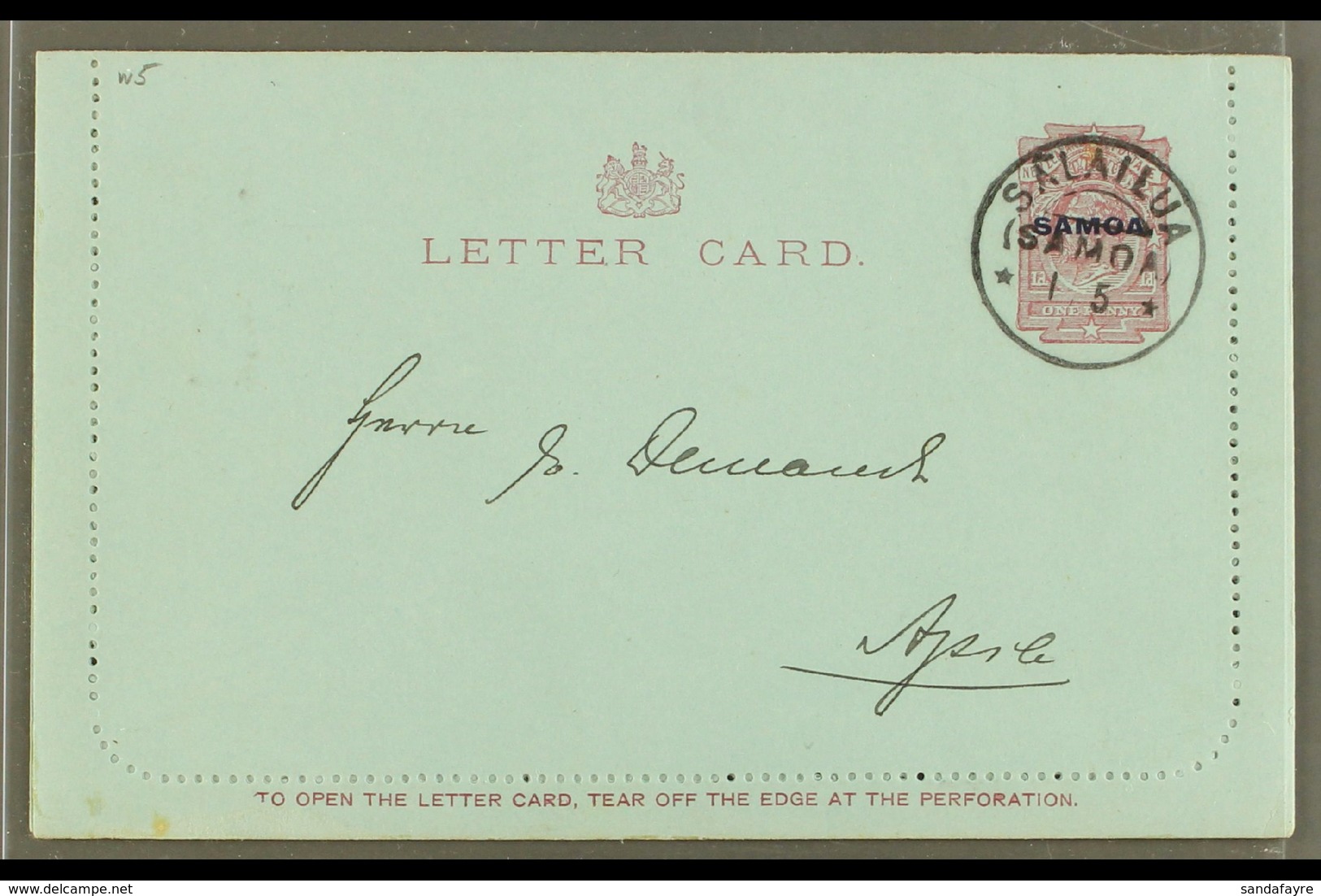 1916  One Penny Dull Claret On Blue (note Along Bottom 94mm Long) LETTER CARD, H&G 1a, Very Fine With Unstuck Margins, A - Samoa (Staat)