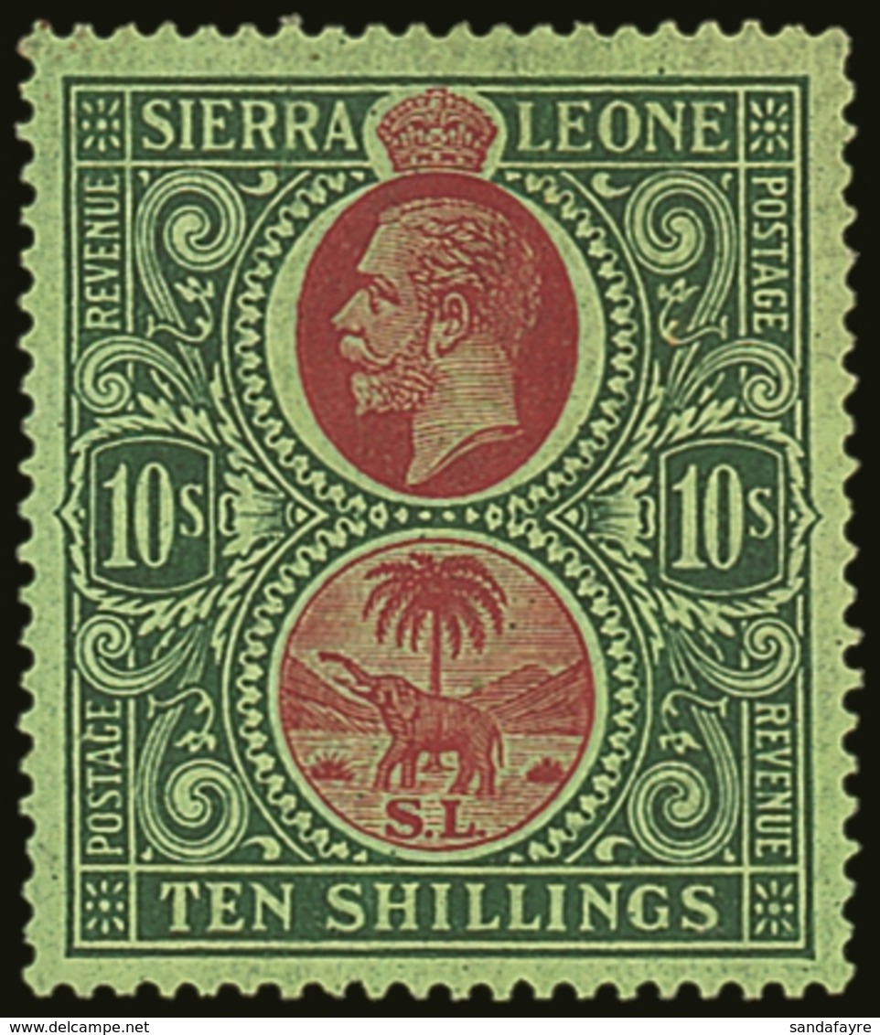 1921-27  10s Red & Green/green, Wmk Mult Script CA, SG 142, Very Fine Mint For More Images, Please Visit Http://www.sand - Sierra Leone (...-1960)
