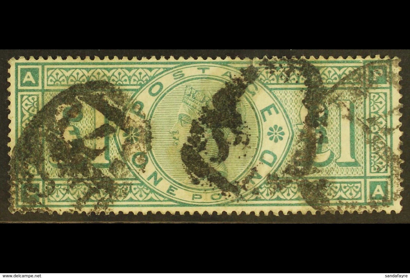 1887  £1 Green, SG 212, Good Used, Tiny Pinhole Otherwise Sound With Perfs All Round And Neat Cancels. Cat £800. For Mor - Altri & Non Classificati