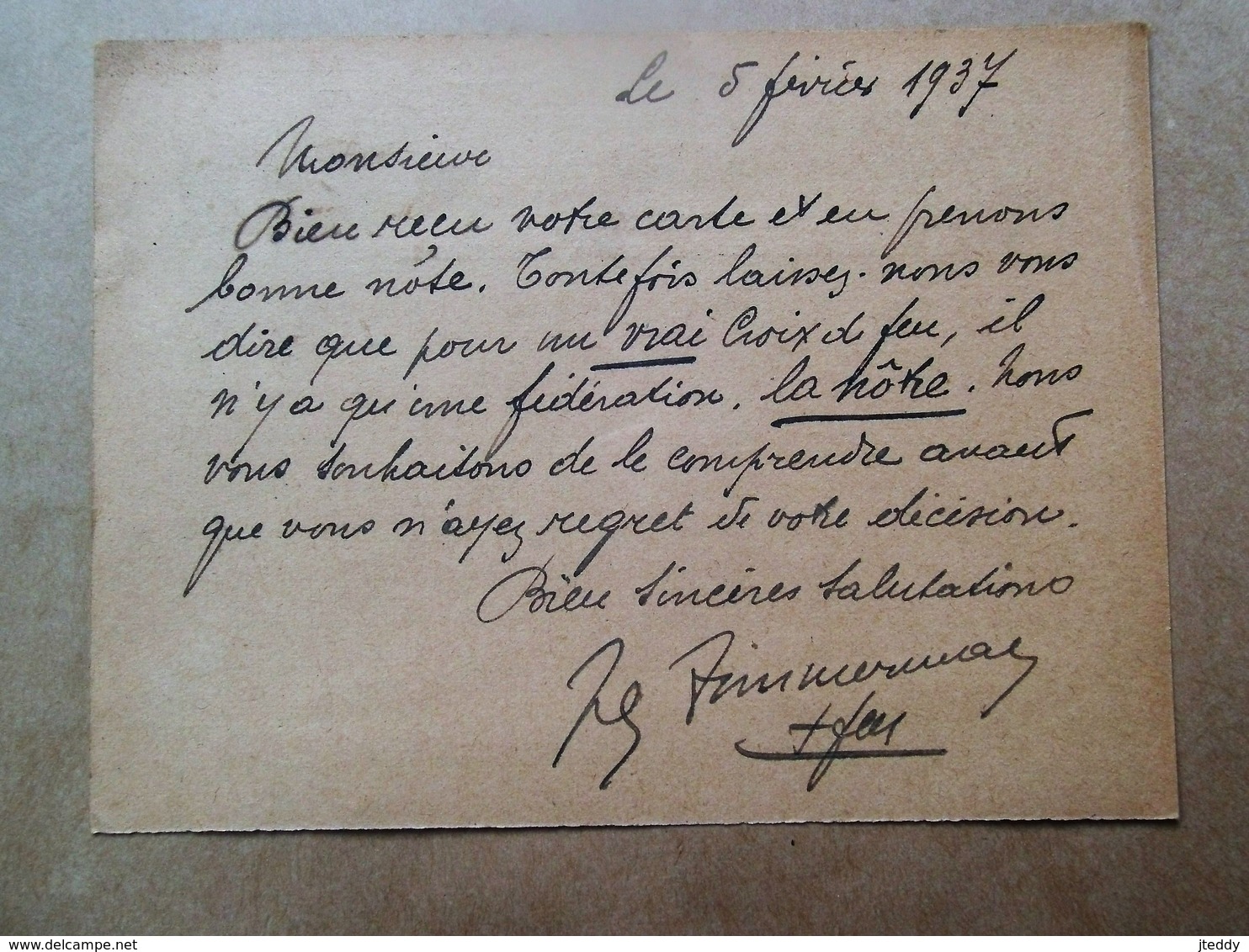 " Croix De Feu    VUURKRUISEN  1914-1918    Verstuurd Naar MONS. CAMBRELIU - 1914-18