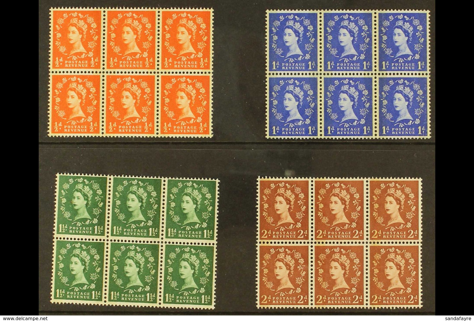1959  ½d To 4½d Complete Set Of The Phosphor Graphite Issue (2 Watermarks), SG 599/609 As Never Hinged Mint Blocks Of 6, - Other & Unclassified