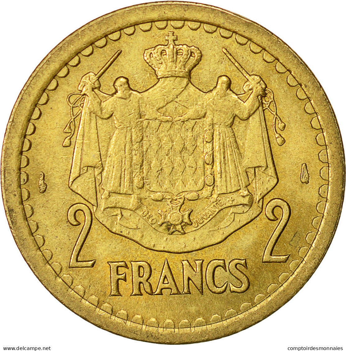 Monnaie, Monaco, Louis II, 2 Francs, Undated (1945), SUP+, Aluminum-Bronze - 1922-1949 Louis II